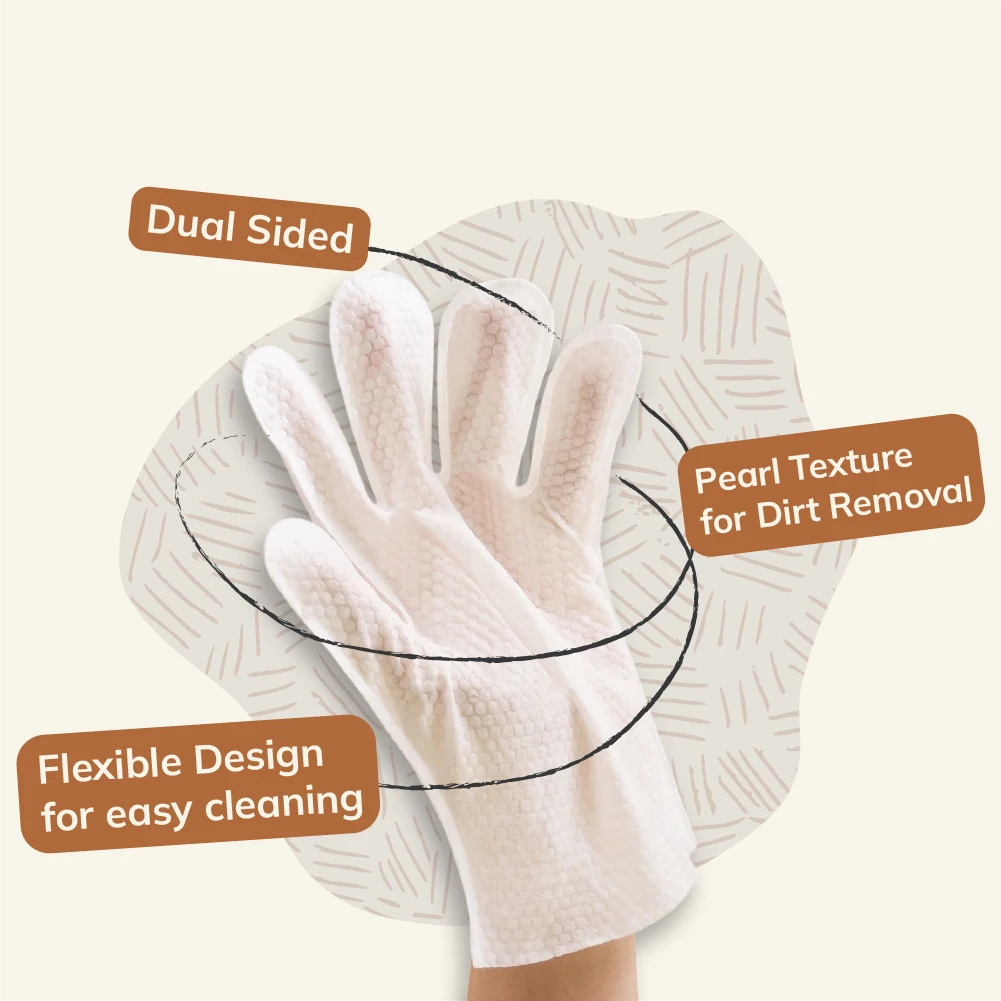 FurryBasics® Plant-Based Pet Bathing Glove Wipes
