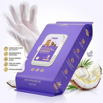 FurryBasics® Plant-Based Pet Bathing Glove Wipes
