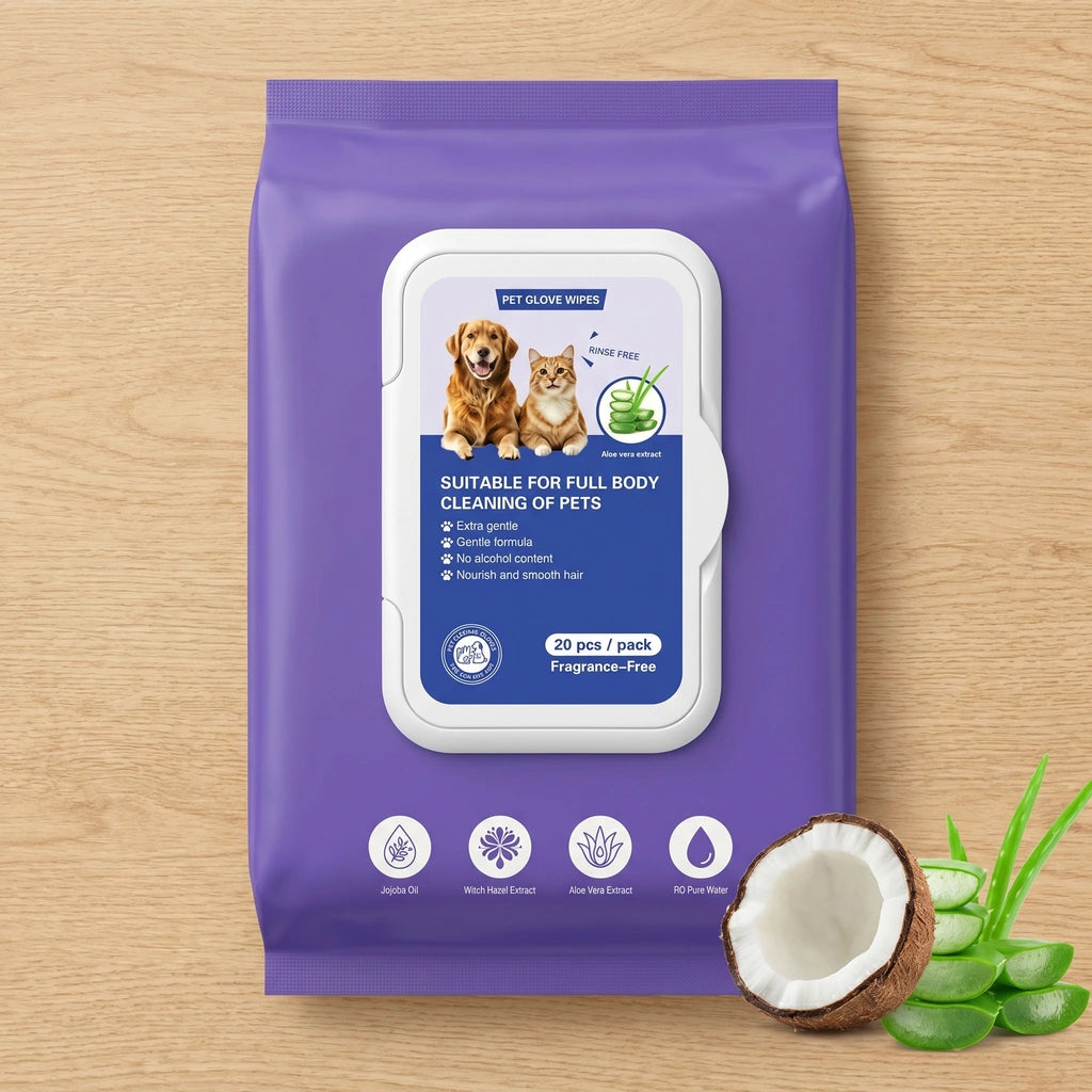 FurryBasics® Plant-Based Pet Bathing Glove Wipes