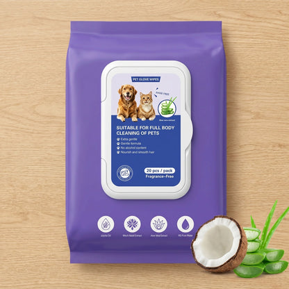 FurryBasics® Plant-Based Pet Bathing Glove Wipes