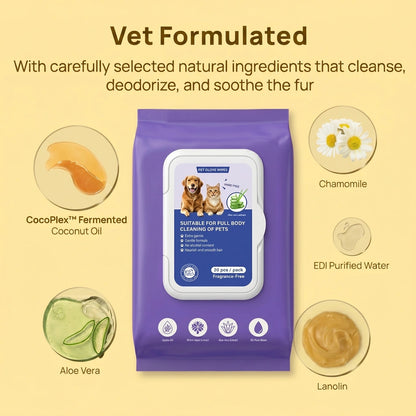 FurryBasics® Plant-Based Pet Bathing Glove Wipes