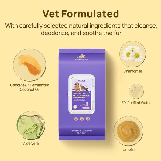 FurryBasics® Plant-Based Pet Bathing Glove Wipes