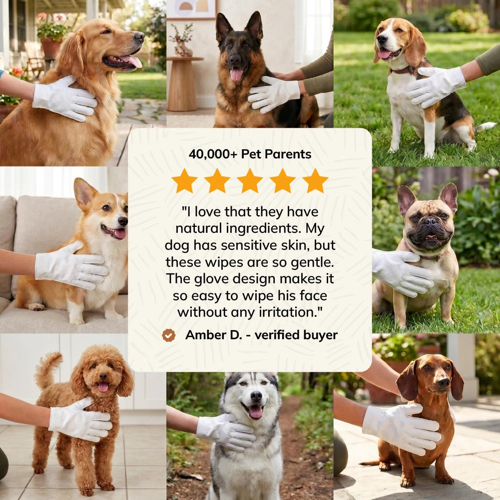 FurryBasics® Plant-Based Pet Bathing Glove Wipes